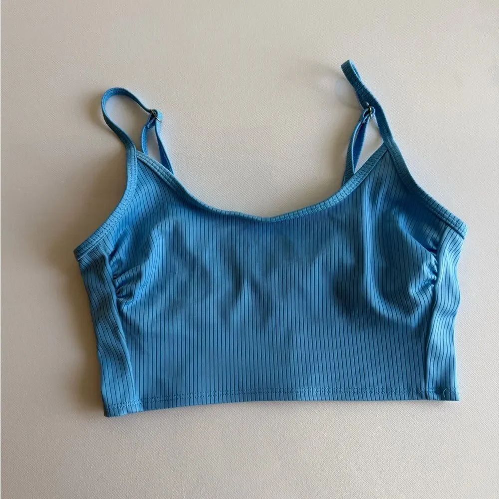 Wild Fable Women's Ribbed Longline Bralette Bikini Top Blue Size XS